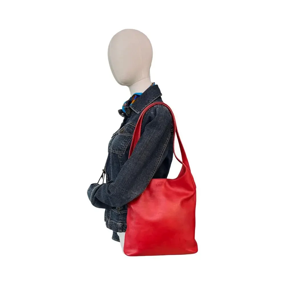 Loewe Red Leather Hobo Shoulder Bag Madrid Minimalist Slouch Handbag